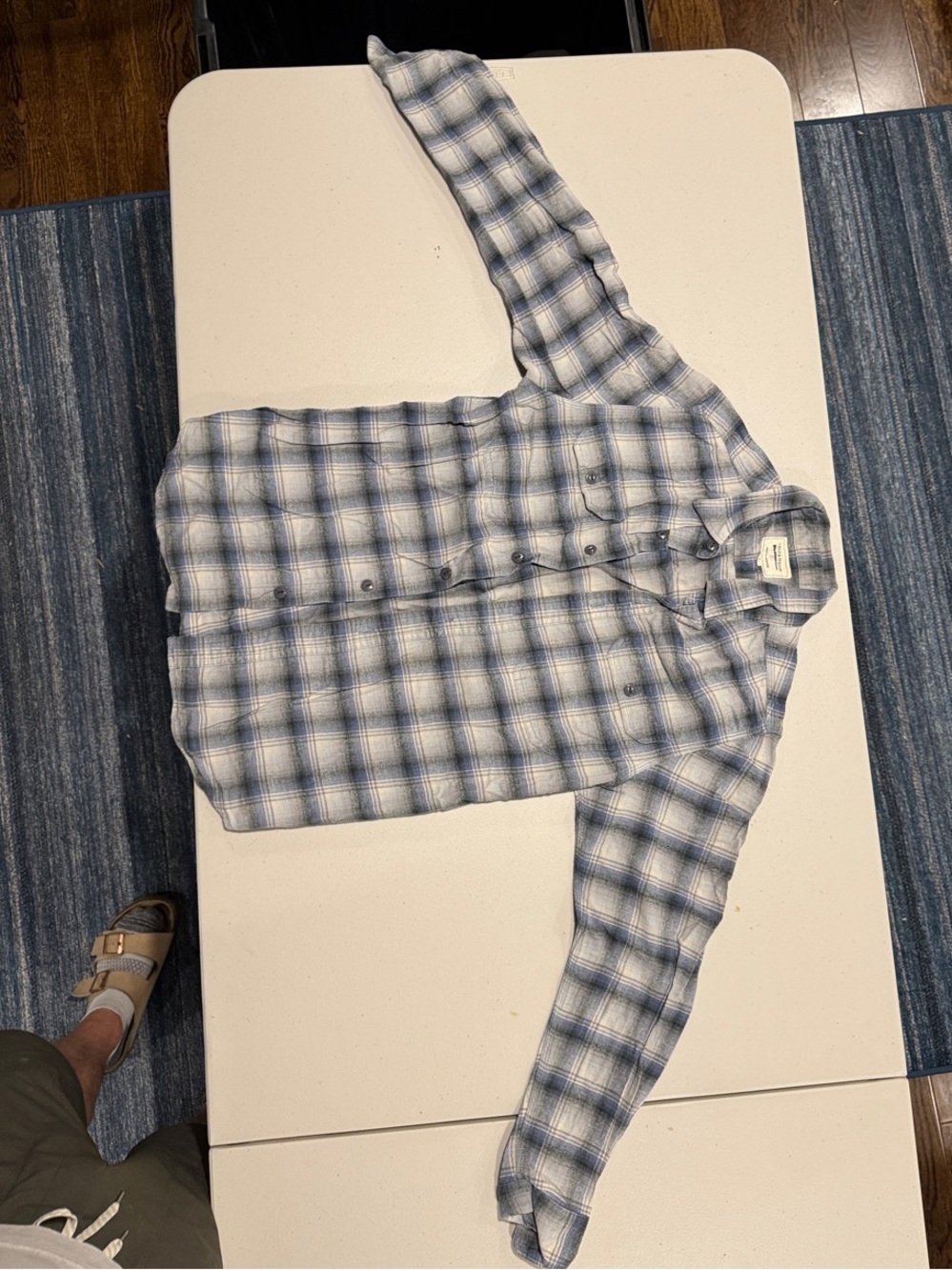 Field & Stream Blue and White Plaid Button-Down Shirt